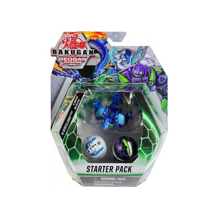 Coffret Bakugan - Pack De Démarrage Serpillious Ultra Auratoa Ninjiton : 3 Boules (Bleu Blanche Noire) - Set