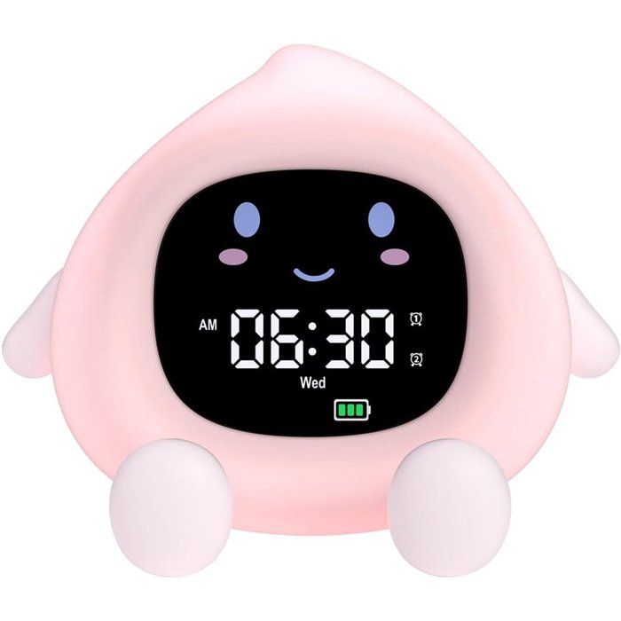Réveil éducatif pour enfants avec fonction jour/nuit 2 alarmes luminosité décran réglable fonction snooze 12/24 heures 7