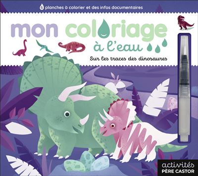 Mon coloriage à l'eau - Sur les traces des dinosaures - Lili La Baleine - Flammarion Jeunesse Pere Castor