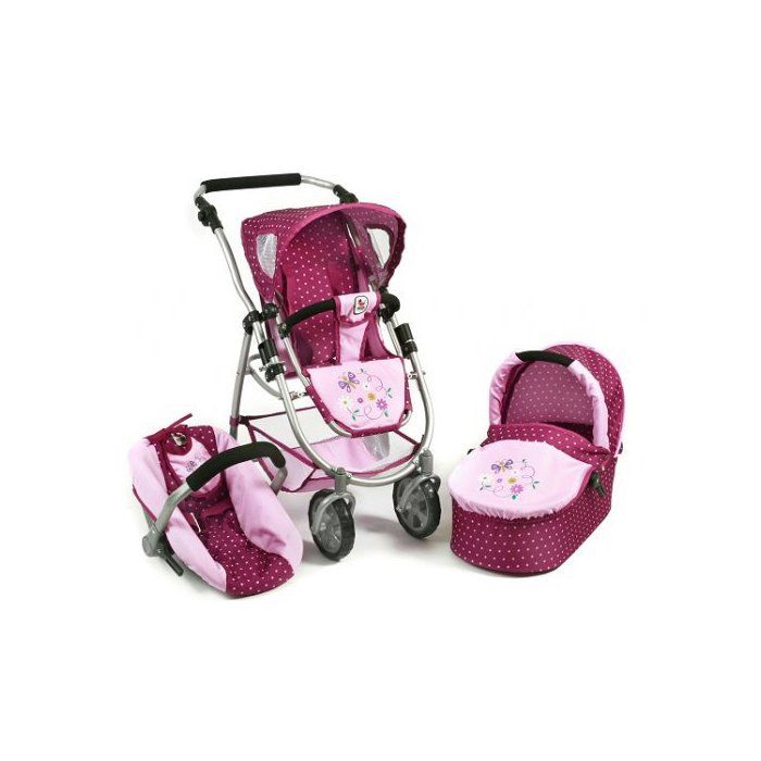 Landau Combi Poussette 3 en 1 poupée - Dim 67x43x77 cm Hauteur poignée 55 à 82 cm