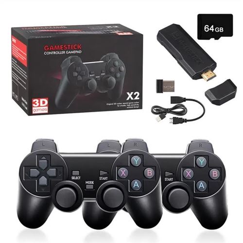 CarlyleMofan Console de jeu vidéo rétro 64G avec Double manette 2.4G sans fil,4K HD 30000 jeux intégrés pour PSP, PS1, pour d'adultes d'enfants