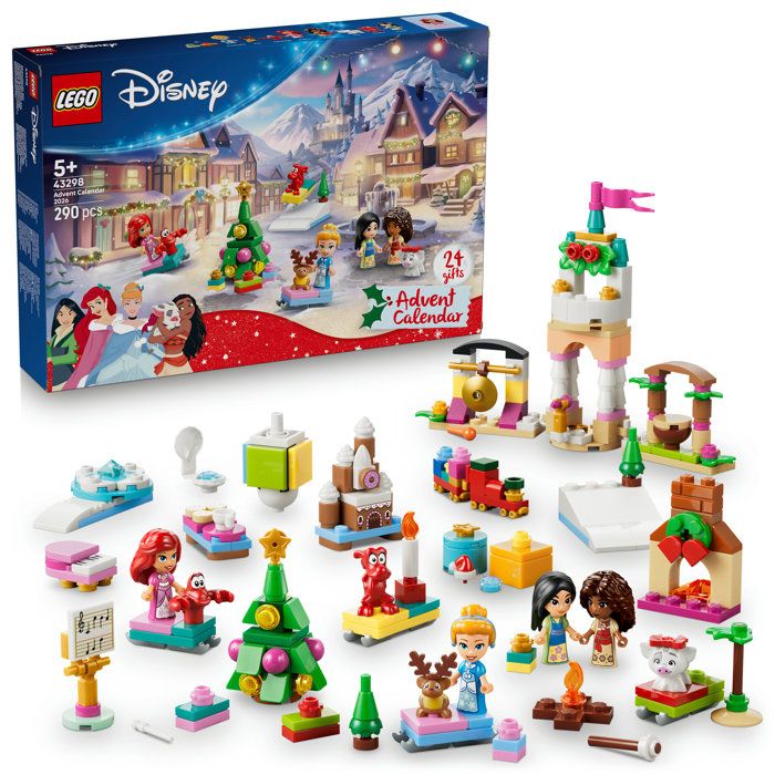 LEGO  Disney Princess 43298 - Calendrier de lAvent 2026 - 24 Jouets + Jeu de Plateau - Set pour Enfant - A partir de 5 ans