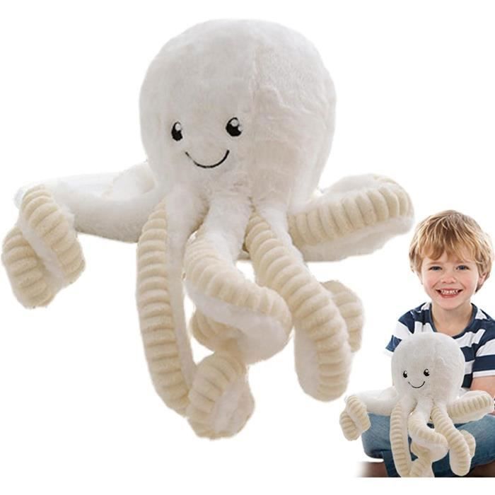 Poupée en Peluche en Forme De Pieuvre De 18CmPeluche PoulpeCadeaux Pour Nouveaux-Nés et Bébés PrématurésBlanc