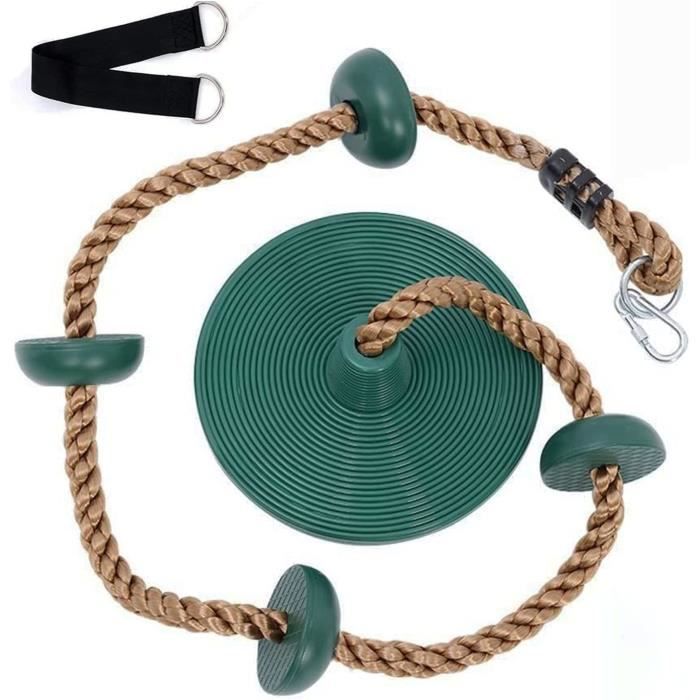 Balançoire en Corde descalade pour Enfants avec Plateforme et siège à Disque - Vert - Mixte - 4 ans et plus