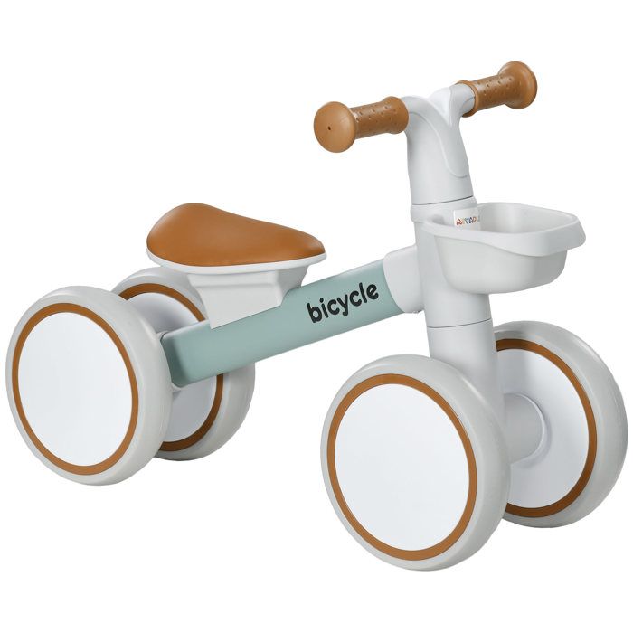 Draisienne vélo Enfant 4 roues -AIYAPLAY - selle réglable - guidon ergonomique -alliage alu. PP - 1 à 3 ans - Gris Marron vert
