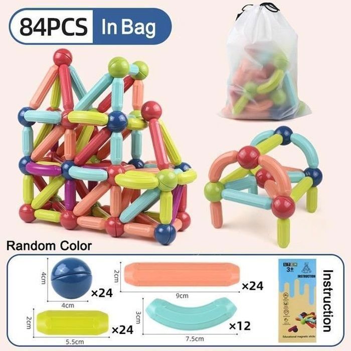 Jeu de construction magnétique - MANDY TENFLLYWINGS - 84 pièces - Éducatif - Multicolore - À partir de 3 ans