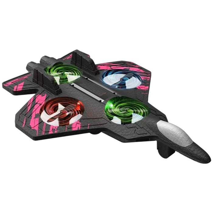 Avion télécommandé avec rotations à 360° lumières LED et batterie rechargeable – Convient aux débutants (rose 2 batteries)