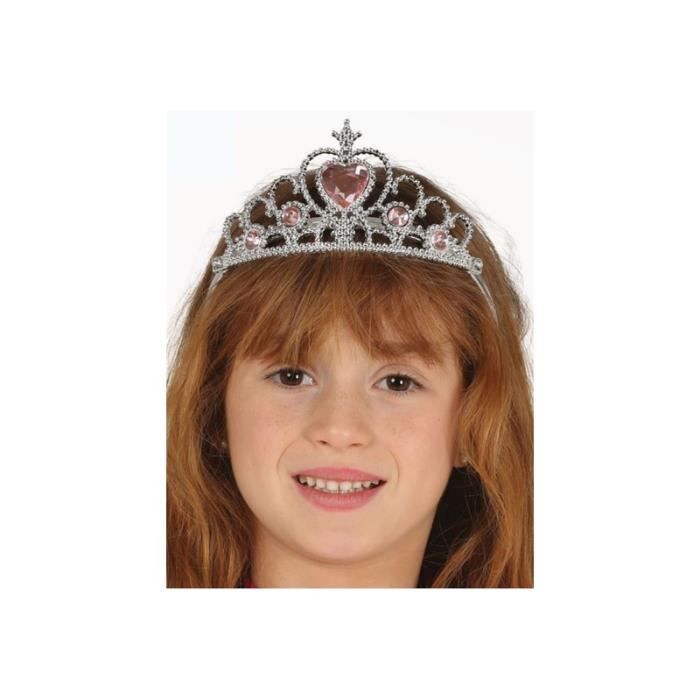 Diadème - MES VERRINES - Couronne princesse - Rose - 5 brillants - Coeur central