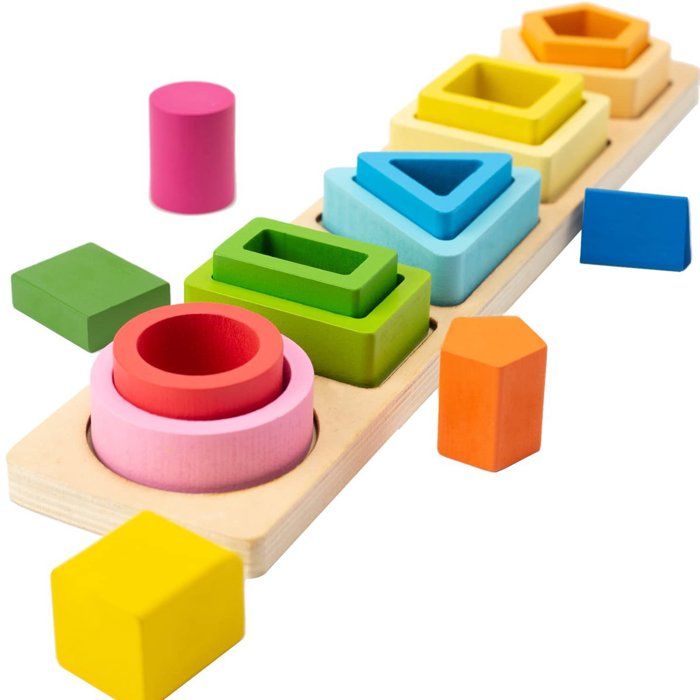 Jouets Montessori pour garçons et filles de 1 2 et 3 ans - Jouets de tri et dempilage en bois pour bébés et tout-petits trieur