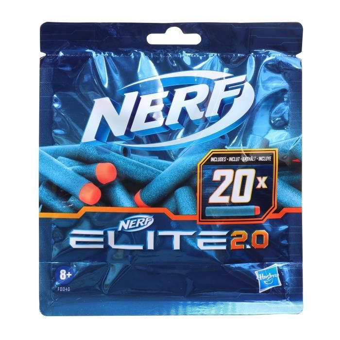NERF Elite 2.0 Recharge de 20 fléchettes - En mousse NERF Elite 2.0 officielles - compatibles avec les Blasters NERF - Dès 8 ans