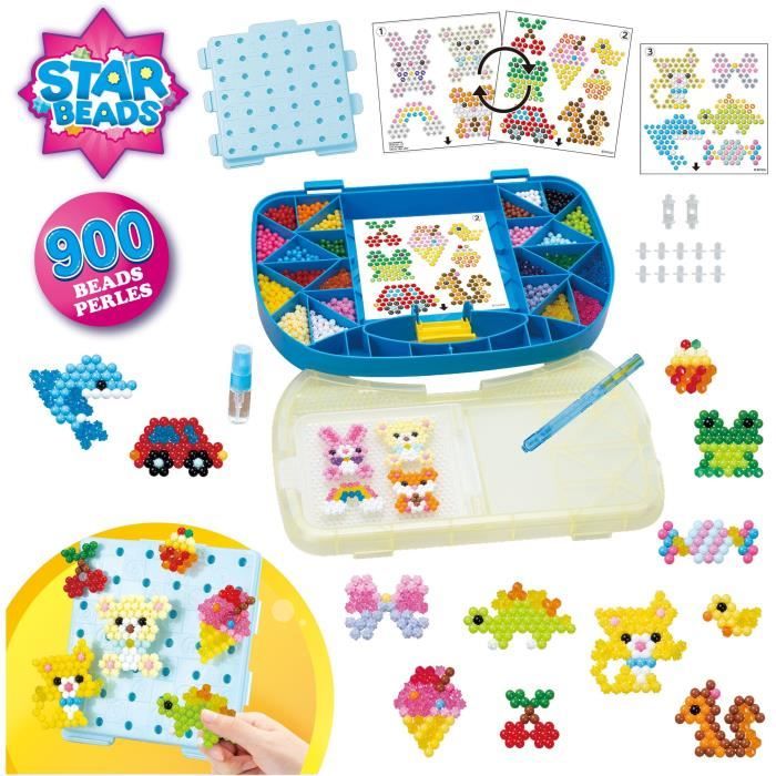 Aquabeads Mallette dinitiation 900 perles de différentes formes et couleurs perles qui collent avec de leau Dès 4 ans