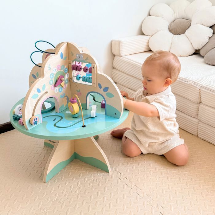 Table Multi-Jeux- Jouet éducatif - MAMABRUM - Arbre multifonctionnel - 4 zones dactivités