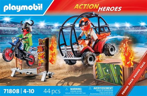 Playmobil Action Heroes 71808 Duo de cascadeurs avec quad et moto