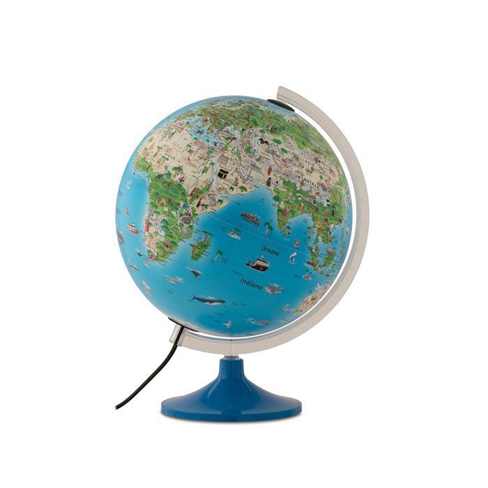 Tecnodidattica – Globe terrestre Atmosphere Family Solid pour enfants  lumineux  cartographie illustrée  diamètre 30 cm – textes