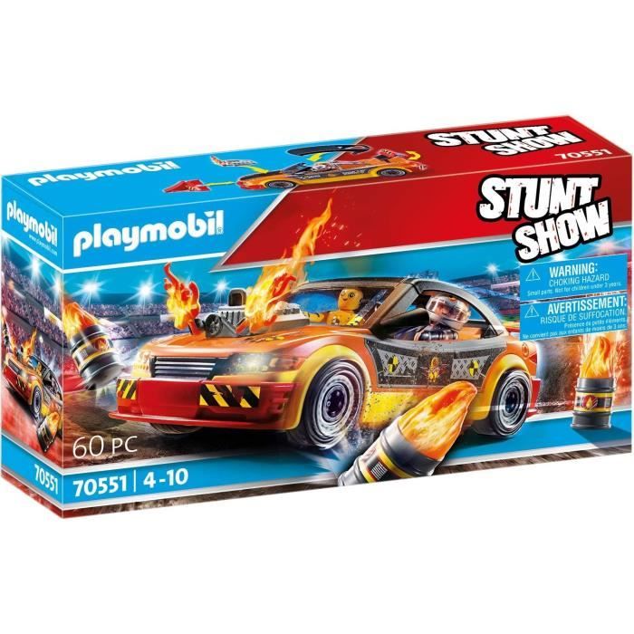 PLAYMOBIL - 70551 - Stuntshow Voiture crash test avec mannequin - Mixte - 60 pièces - Bleu