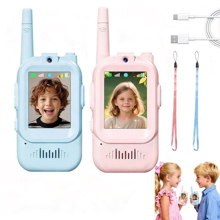 Talkie Walkie Enfants avec Vidéo & Caméra HD Talkie-Walkie Rechargeable USB (650mAh) 4 Modes de Voix Changée Portée 3-400m