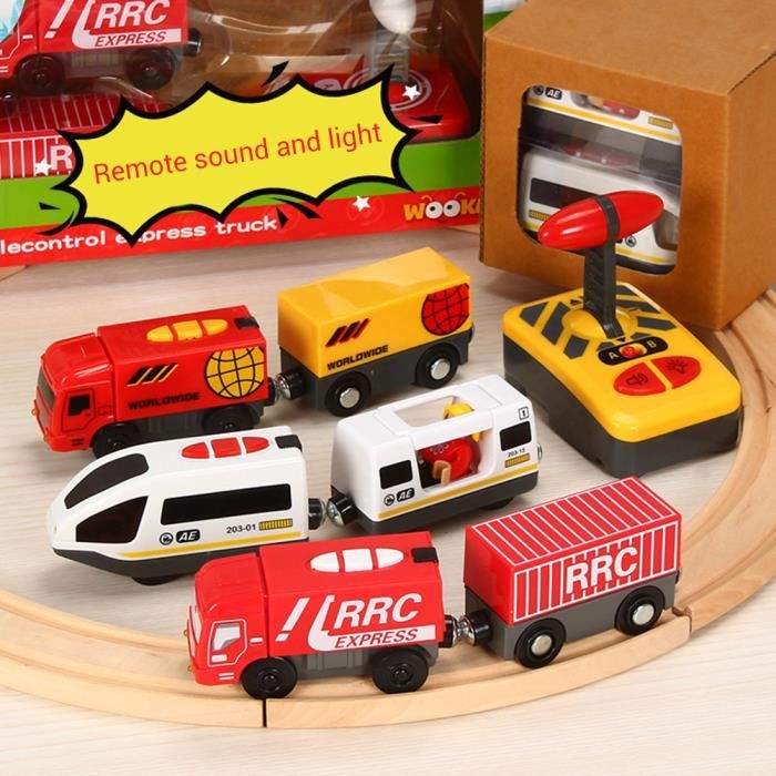 ESTINK Jouet Train Électrique Télécommandé pour Enfants Compatible avec Circuit en Bois