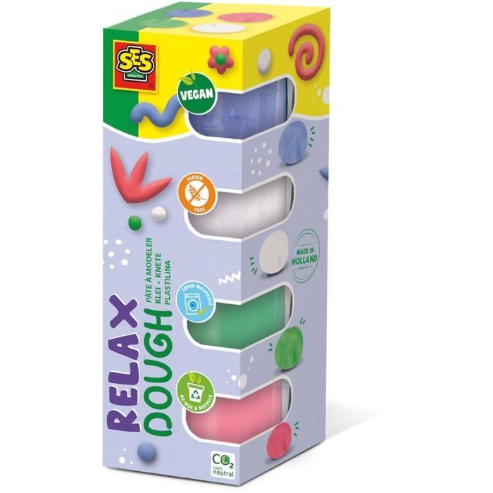 Pâte à modeler - SES CREATIVE - Feel good - Relax (4x90gr) - Végane - Lavable - Souple