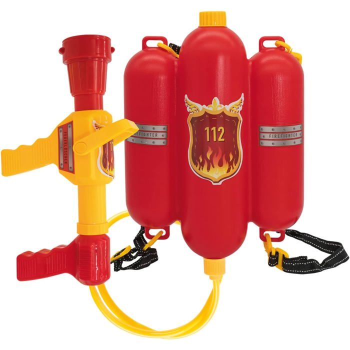 Lance à Eau Pompiers Taille env 40 cm avec buse réglable réservoir deau et bandoulière Bataille deau été fête de Jardin