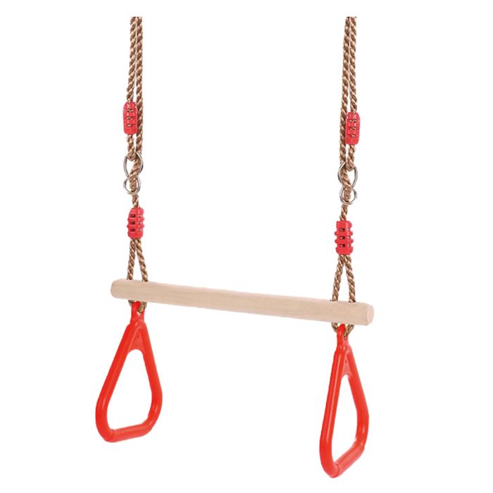 Balançoire trapèze en bois pour enfants avec anneaux pour samuser en intérieur et en extérieur