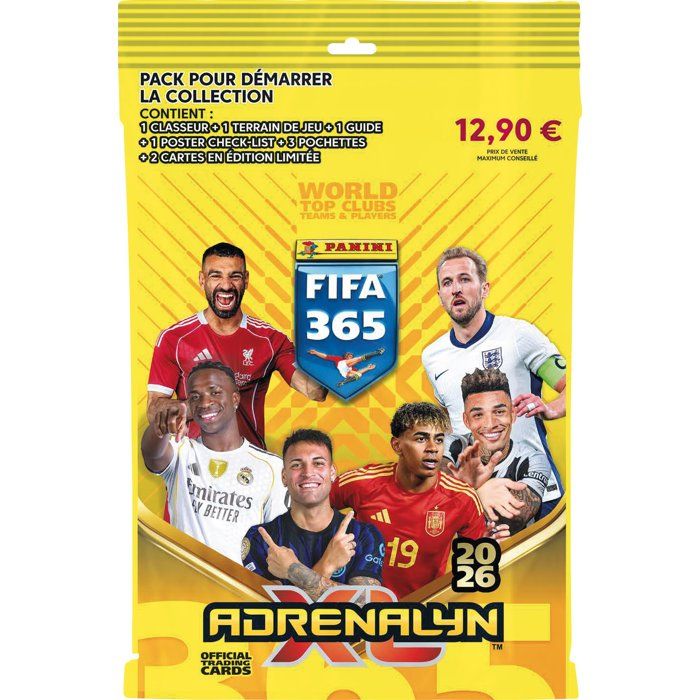 Starter pack - PANINI - Fifa 365 2026 TCG - Classeur - 3 pochettes - 3 cartes édition limitée - 1 tableau de jeu