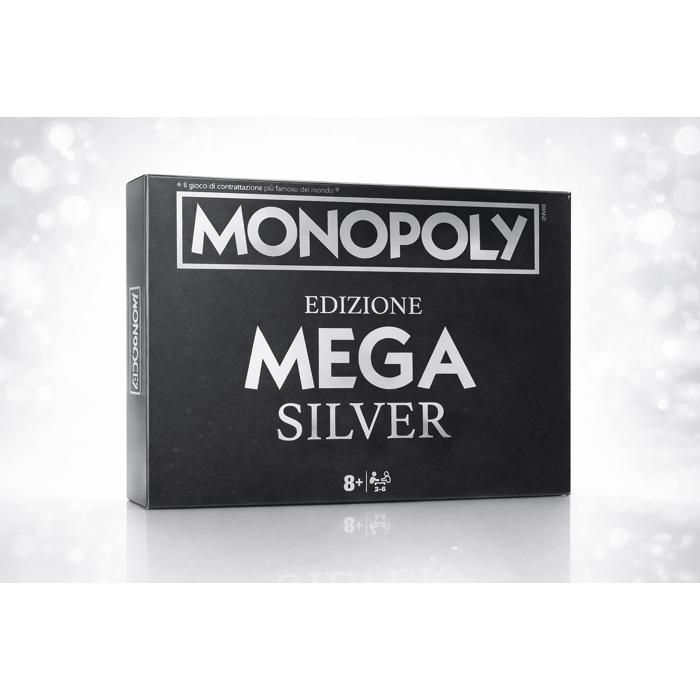 Monopoly Mega Silver Winning Moves – Jeu de Société Édition Géante – 2 à 6 Joueurs – Dès 8 Ans