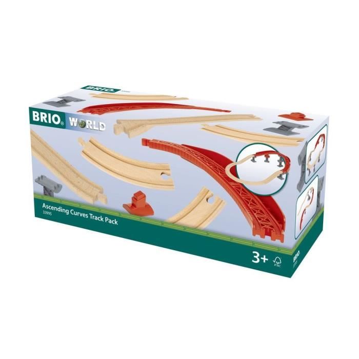 Circuit extension double niveaux - BRIO - Brio World - Rails sinueux - Coffret 16 pièces