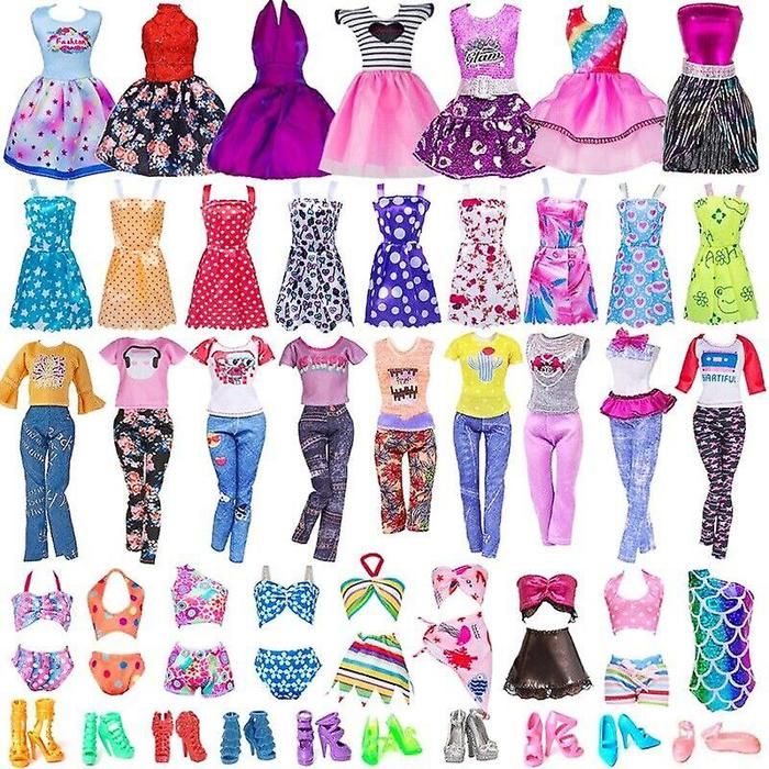 Ensemble de 32 vêtements et accessoires pour poupée Barbie mini-robe tendance haut pantalon chaussures cadeaux