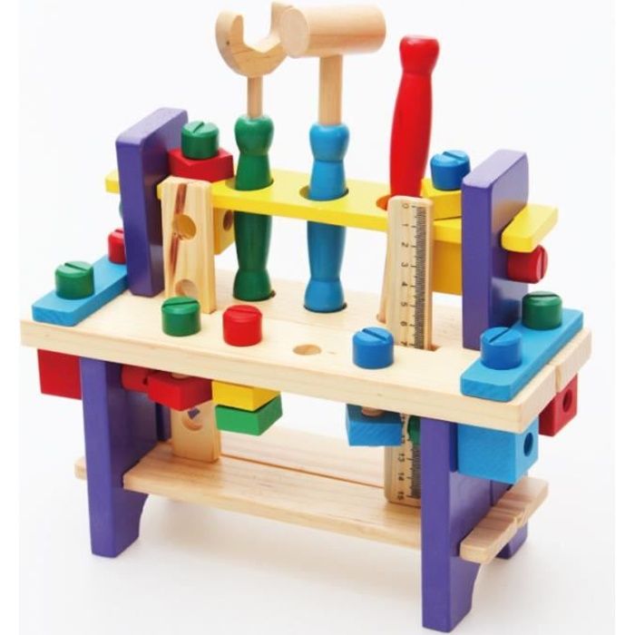 Jouet en Bois- Outils et Etablis- Boite a Outils Enfants- Etablis Bricolage Enfant- Jeux dImitation 2-7 Ans Filles Garçons