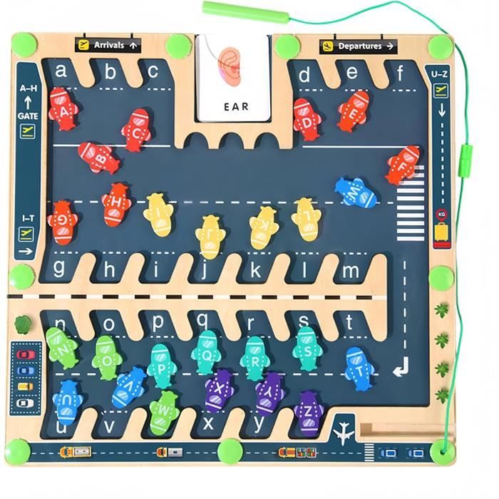 Puzzle Alphabet Magnétique - Jouet Montessori - En Bois - Pour Enfants dès 3 Ans - Jeu Éducatif - Couleurs Vives