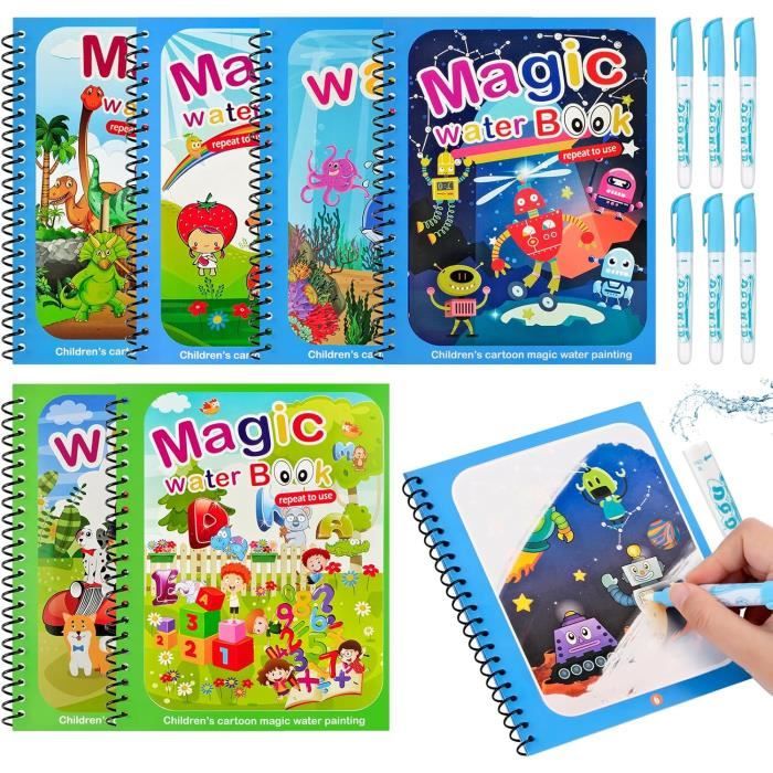 Livre de coloriage - Magique - 6 Pièces - Réutilisable - Sans encre - Pour enfants à partir de 3 ans