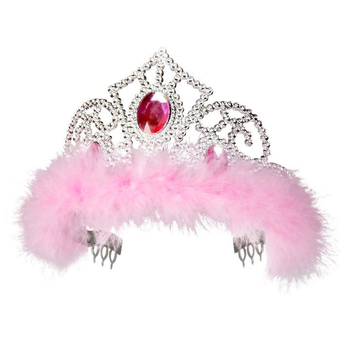 COURONNE DE PRINCESSE PLUMES ROSE FILLE - Accessoire de déguisement bijou fantaisie