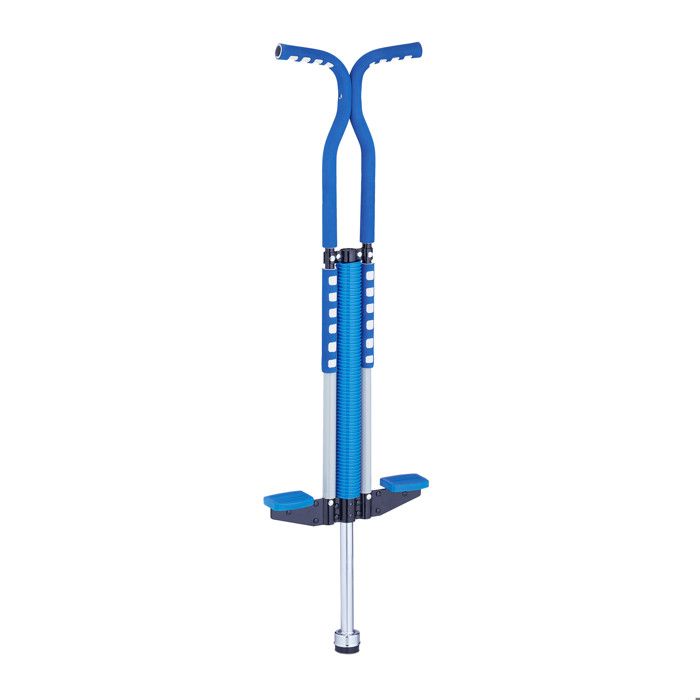 Relaxdays Bâton sauteur pour votre enfant de 60 kg max. antidérapant acier inoxydable rembourré bleu