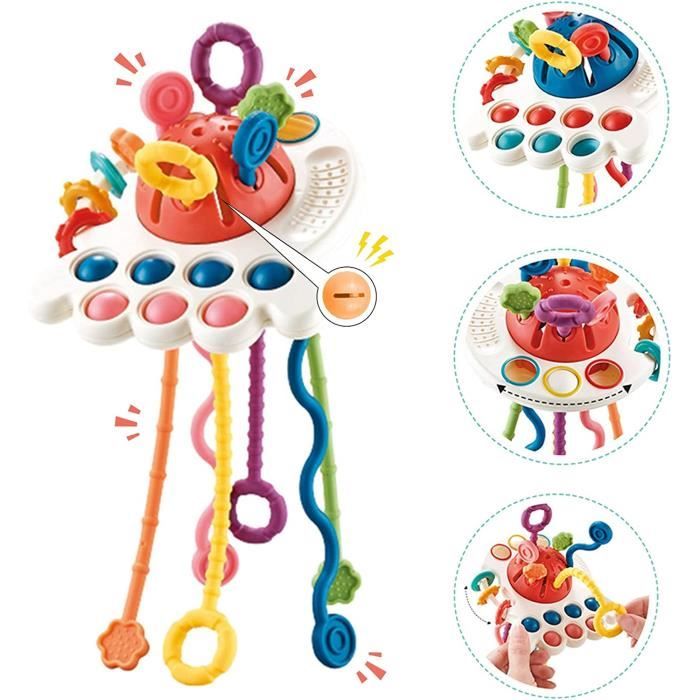 Jouet Tout Petit Montessori Jeux Sensoriel Bebe Eveil Activite Educatif - Hochet Anneau Dentition Bébé - Enfant Motricité Fine