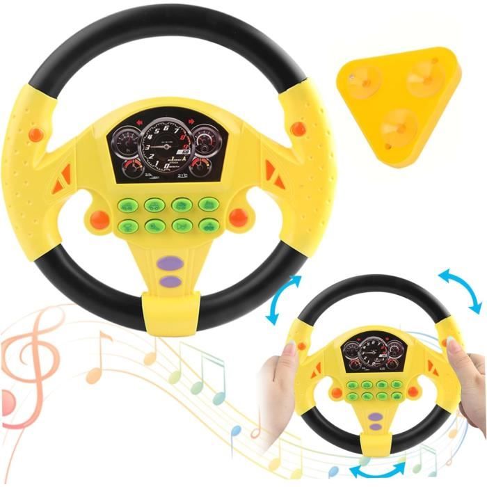 Volant de voiture pour enfant - Jouet - Rotation 360° - Jaune - Éducatif et interactif