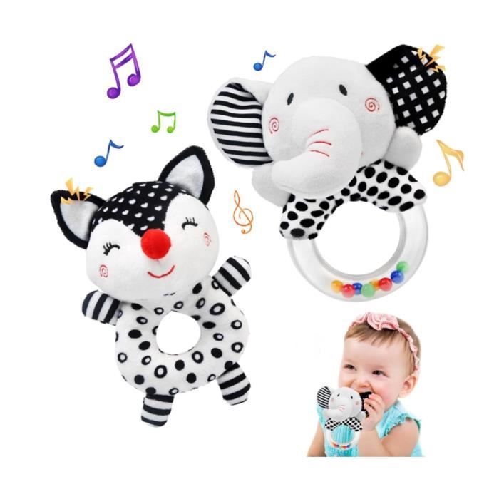Jouet Bebe 0 3 6 Mois Hochet Bebe 0-6 Mois Peluche Doux avec Son Hochet Nouveau-Né Jouets Jouets Éducatifs Tôt pour 3 6 9 12