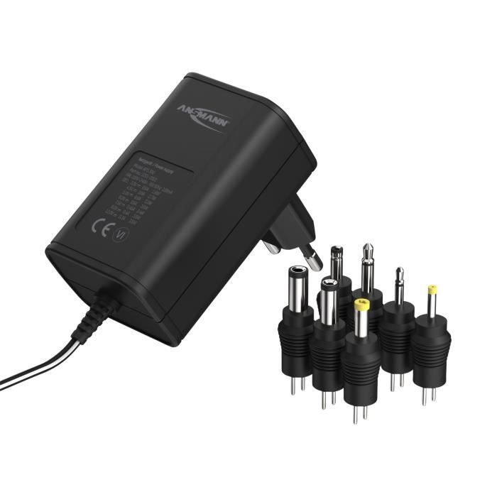Bloc dalimentation universel ANSMANN APS 300 - 12V - 1500mA - 7 adaptateurs