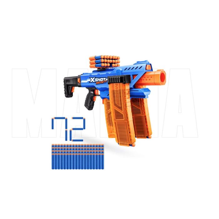 ZURU X-SHOT Clip Blaster motorisé avec 4 chargeurs et extensions