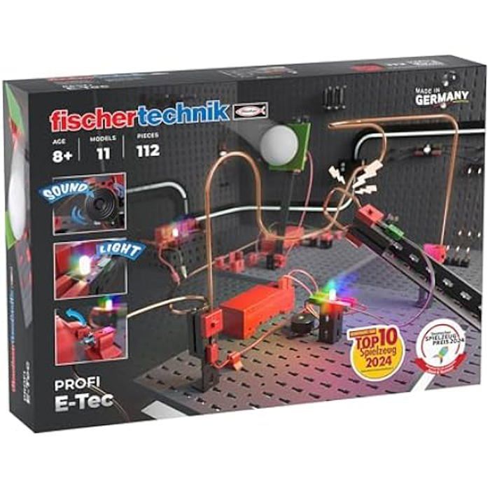 Kit délectricité - FISCHERTECHNIK - E-Tec 571905 - 11 modèles - À partir de 8 ans - Noir