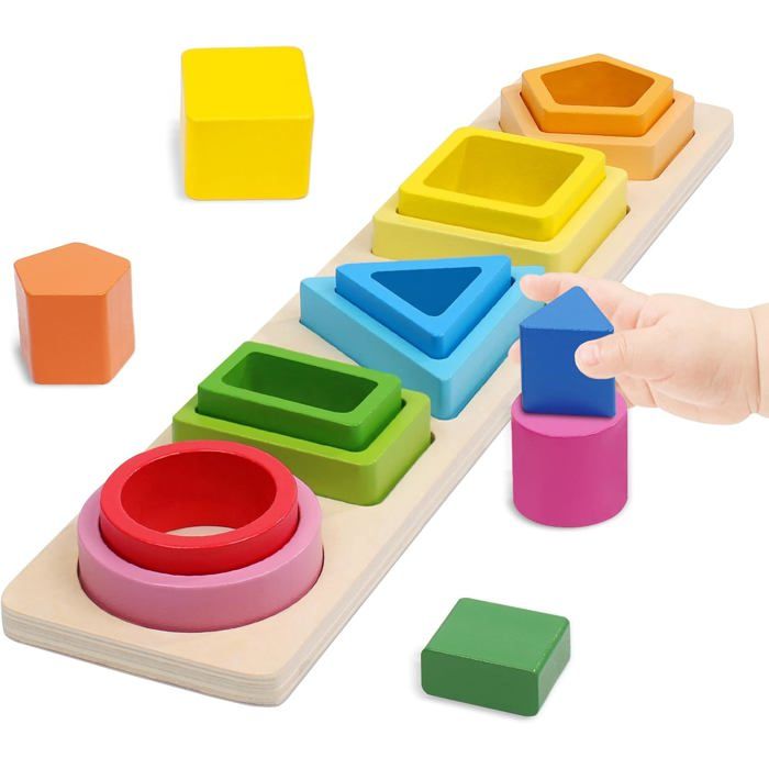 Jouet Montessori Bebe 1 2 3 Ans Jeux Enfant À Empiler Et De Tri Jeu Educatif En Bois Puzzle Jouets DActivité Et De Développement