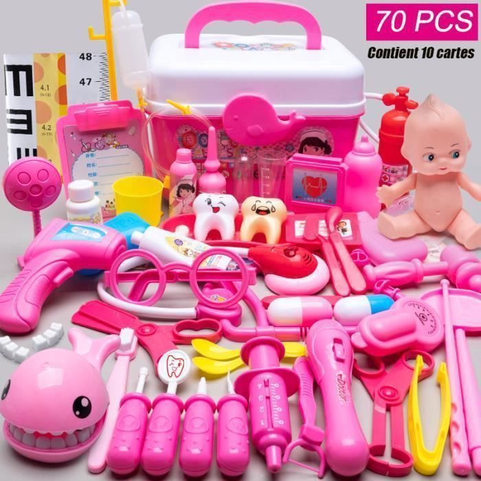 Jouet Malette de Docteur pour Enfant - LANCS - Jeu dimitation - Fille - rose- Plastique