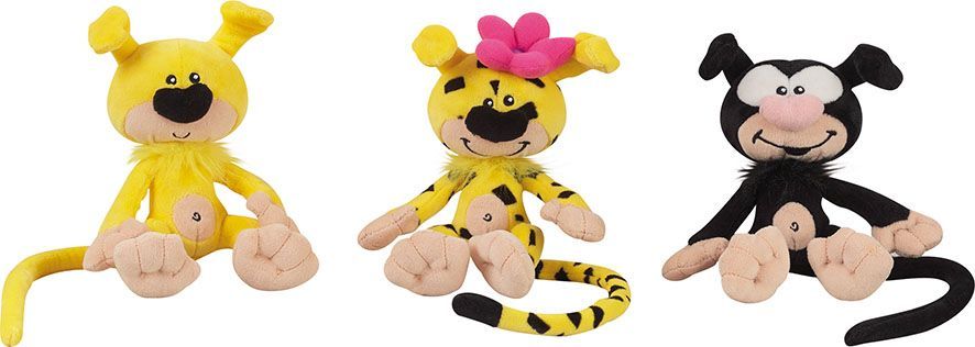 Lot de 3 peluches Marsupilami - JEMINI - Bibi Bobo et Bibu - 17 cm