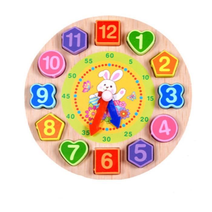 Jeu dhorloge jouet puzzle dhorloges numériques - AMOUNE - Jouet en bois - Tri des numéros - Temps en bois