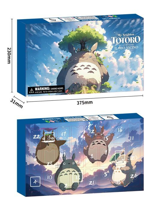 Calendrier de lAvent de Noël avec figurines Totoro - Compte à rebours de 24 jours - Coffret surprise de Noël