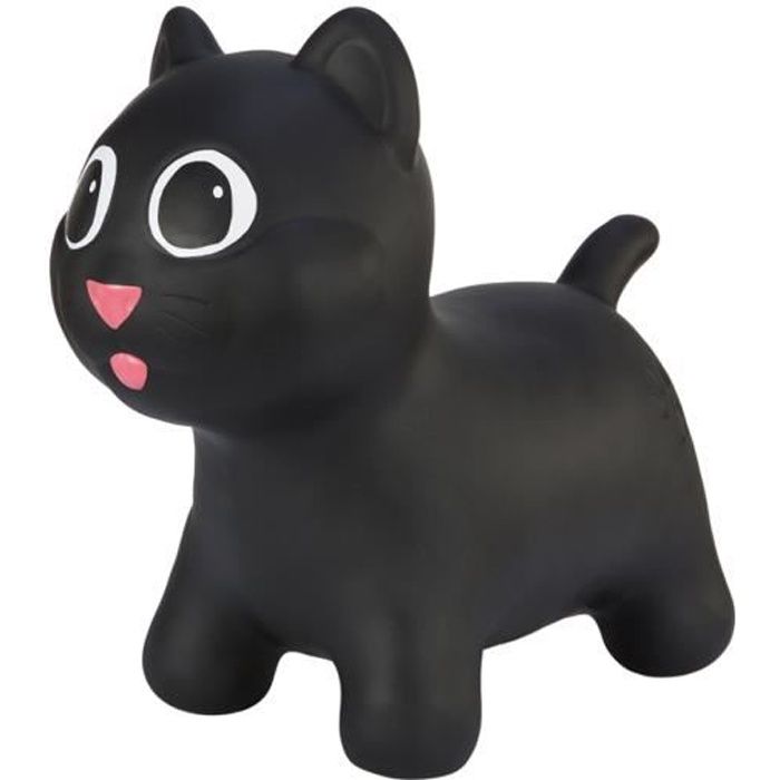 Tootiny - Chat-Sauteur - Jouet à sauter en caoutchouc de Haute qualité - Pompe comprise - Noir