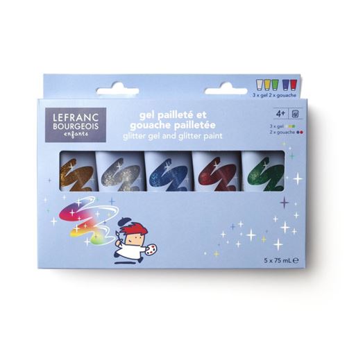 Tubes de gel et gouache pailleté - Peinture enfant - Assortiment - Lefranc Bourgeois