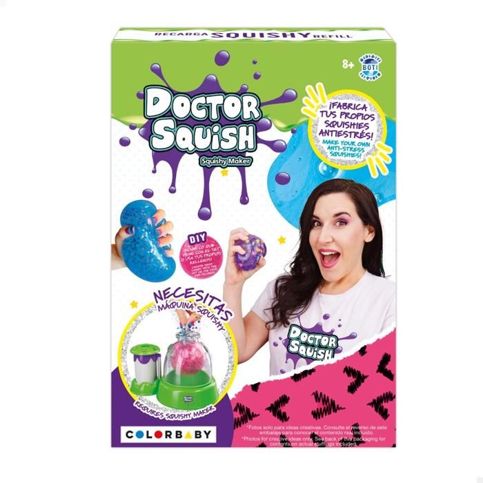 Kit de recharge Squishy - DR.SQUISH - Doctor Squish - Poudre de slime - 5 ballons - 5 clips réutilisables