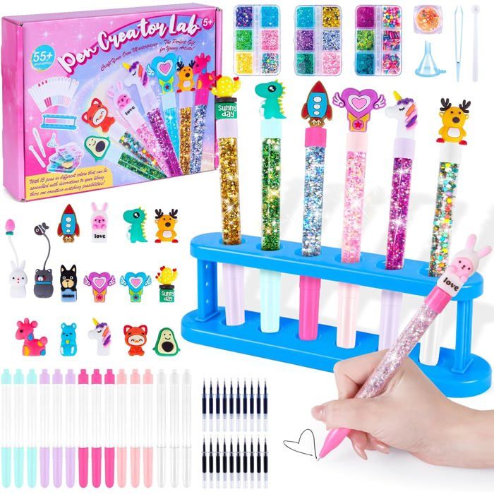 Fabrique a StyloKit de Creation Stylo avec 55+AccessoiresKit Loisir Creatif Enfant idée Cadeau Fille 4 6 8 AnsActivité Manuelle