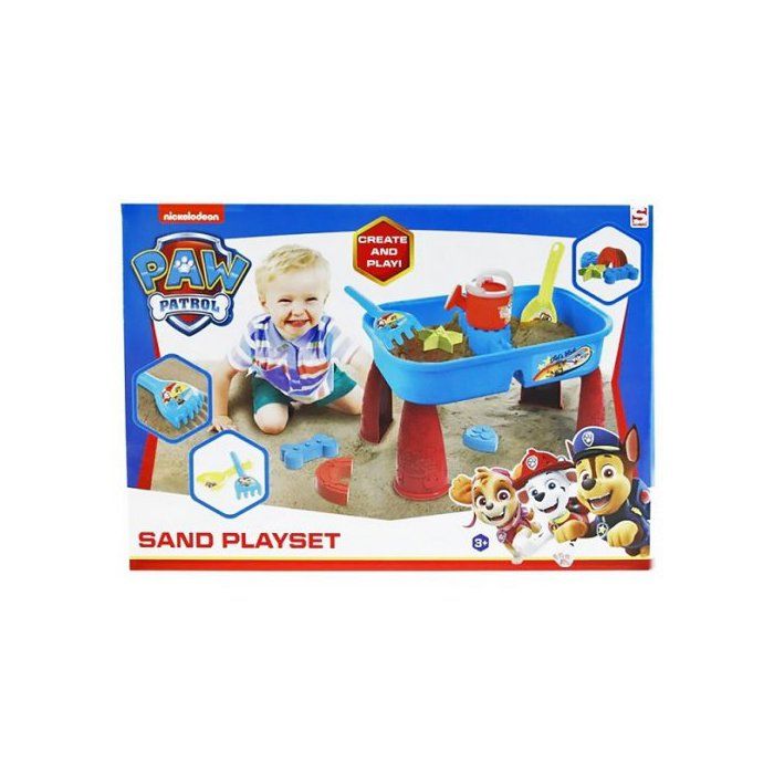 Table sable et eau enfant Pat Patrouille + 7 accessoires plage - 41x27x255cm - Jeu plein air activite exterieur 2 en 1