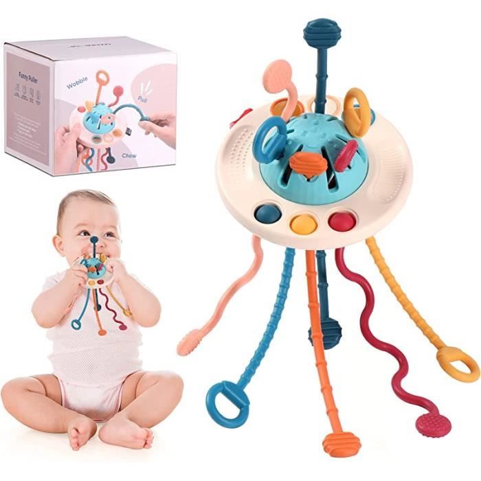 Jouet à Tirer Poulpe Sensoriel Montessori pour Bébé de 12 Mois et Plus - AMOUNE - Motricité Fine et Dentition